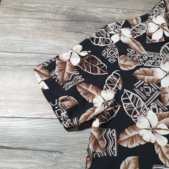 Island Shores Mens Large Short Sleeve Shirt Hawaiian Floral Vacation Beach Poly - Picture 4 of 8